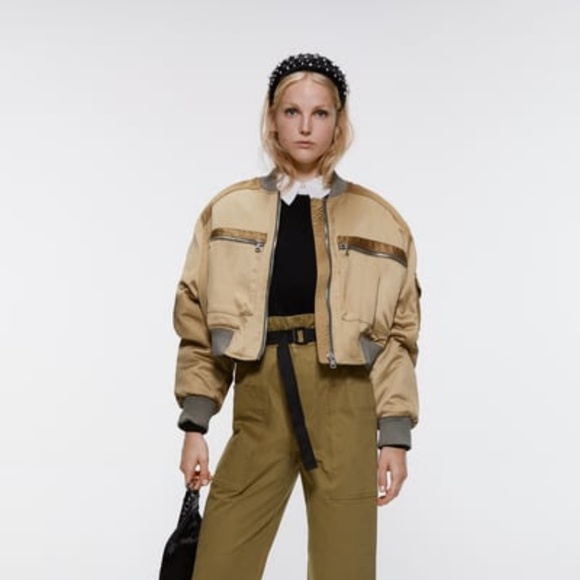 zara cropped bomber jacket